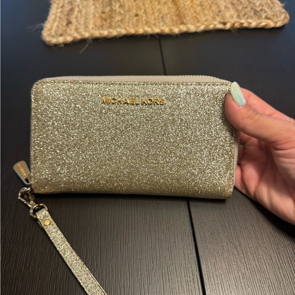 Michael Kors gold sparkle wristlet wallet - Excellent new Condition